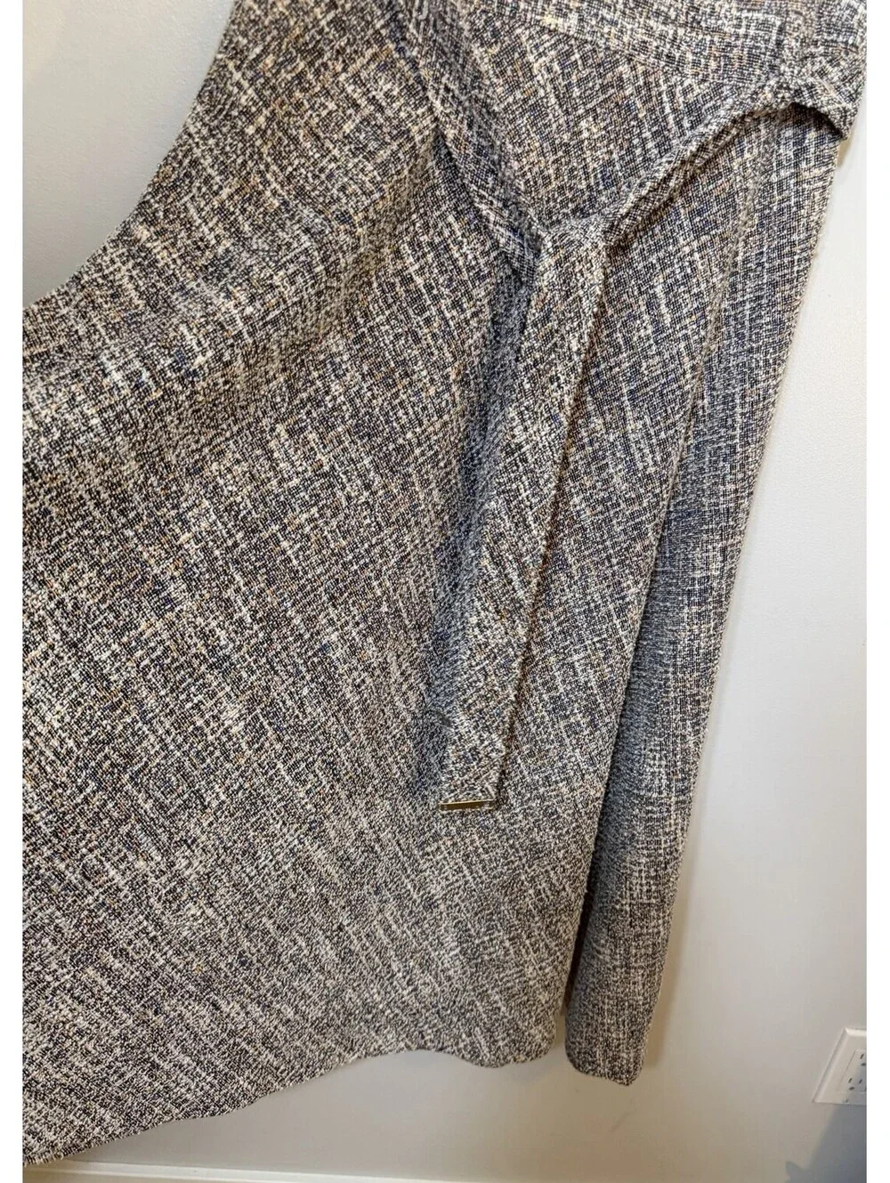 Calvin Klein Tweed Dress Sz 14 Women’s Sleeveless Tie Waist Belted A Line Midi